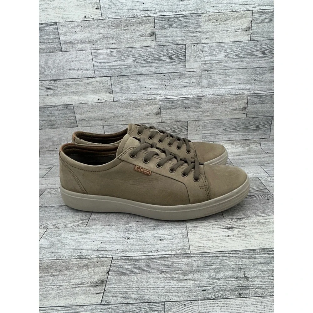 ECCO Men's Casual Sneakers Taupe Leather Lace Up Comfort Size 11 EU‎ 45